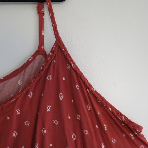Torrid Women's Plus Size Geo Print Red Challis Braided Tank - Size 5 - NWT - Picture 5 of 10